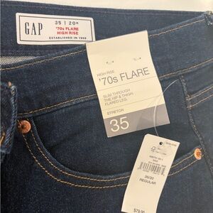 GAP Women's 70s Flare High Rise Jeans - Dark Blue